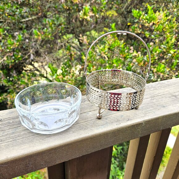 Vintage Arcoroc France Condiment Holder Glass And Metal - Picture 6 of 8